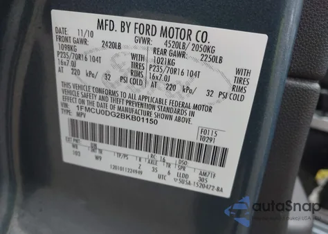 2011 Ford Escape Xlt from USA, damaged, VIN 1FMCU0DG2BKB01150